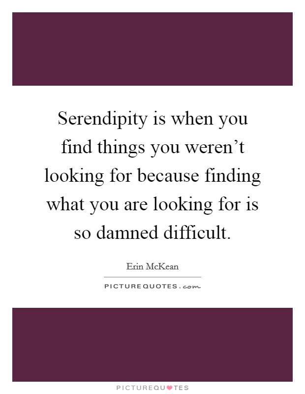 Serendipity is when you find things you weren’t looking for because finding what you are looking for is so damned difficult Picture Quote #1
