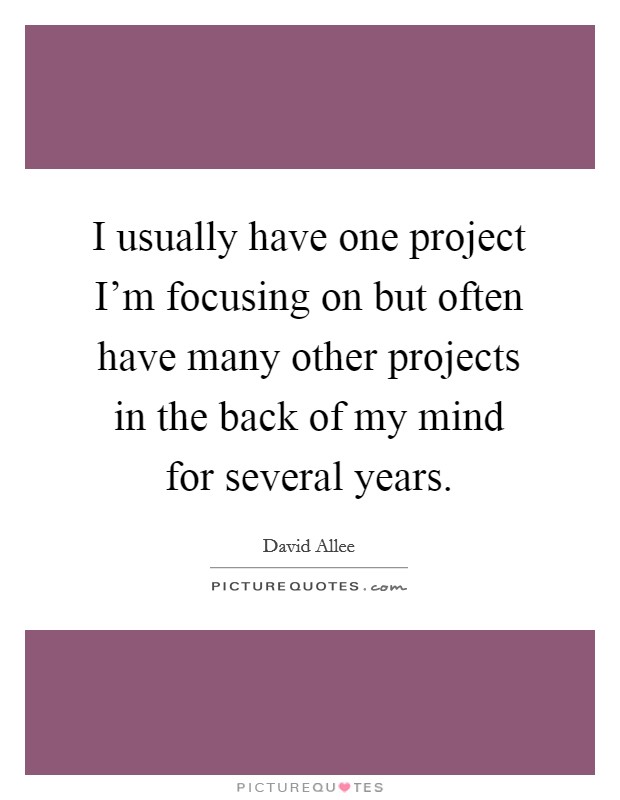 I usually have one project I’m focusing on but often have many other projects in the back of my mind for several years Picture Quote #1
