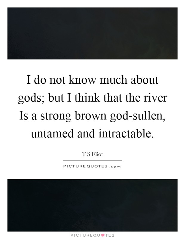 I do not know much about gods; but I think that the river Is a strong brown god-sullen, untamed and intractable Picture Quote #1