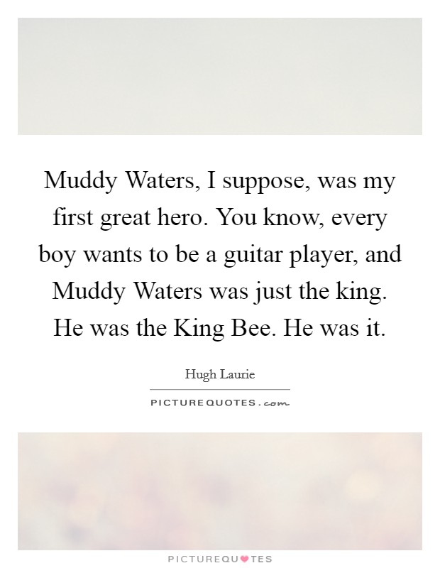 Muddy Waters, I suppose, was my first great hero. You know, every boy wants to be a guitar player, and Muddy Waters was just the king. He was the King Bee. He was it Picture Quote #1