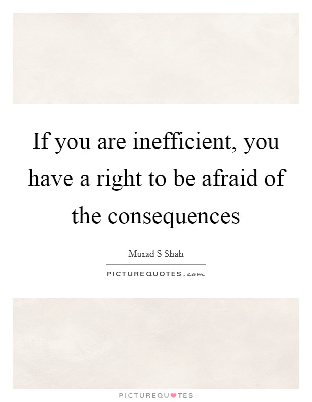 If you are inefficient, you have a right to be afraid of the consequences Picture Quote #1