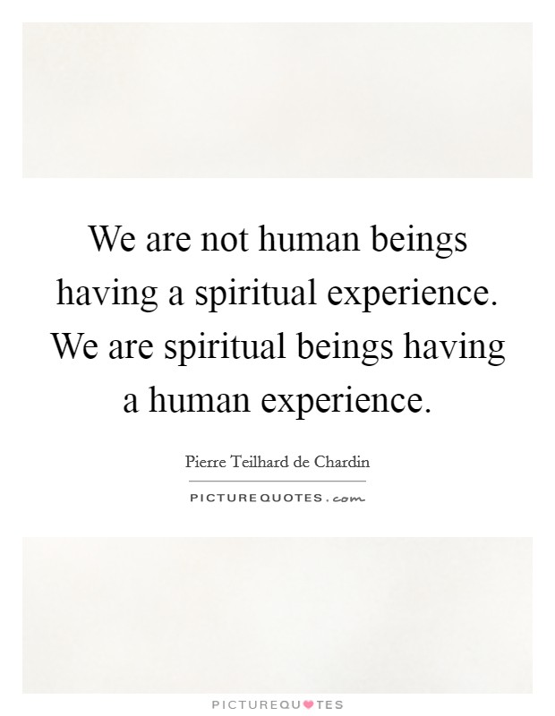 We are not human beings having a spiritual experience. We are spiritual beings having a human experience Picture Quote #1