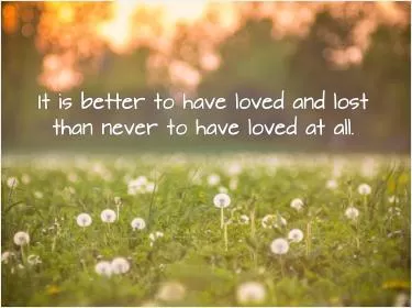 It is better to have loved and lost than never to have loved at all Picture Quote #1
