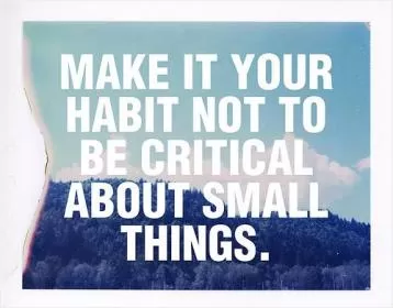 Make it your habit not to be critical about small things Picture Quote #1