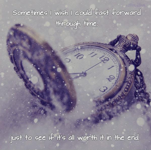 Sometimes I wish I could fast forward through time, just to see if it's all worth it in the end Picture Quote #2