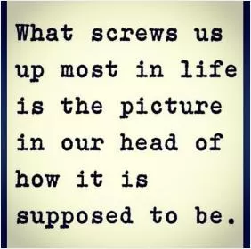 What screws us up the most in life is the picture in our head of what it's supposed to be Picture Quote #1