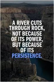 A river cuts through rock, not because of its power, but because of its persistence Picture Quote #1