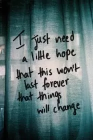 I just need a little hope that this won't last forever, that things will change Picture Quote #1