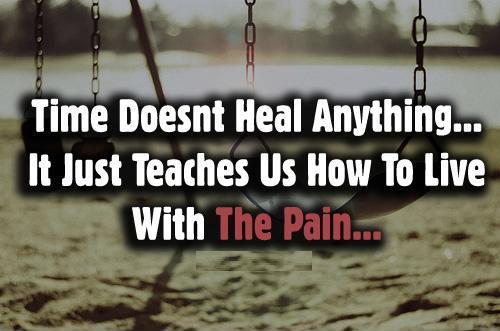 Time doesn't heal anything, it just teaches us how to live with the pain Picture Quote #1