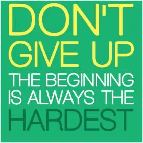 Don't give up, the beginning is always the hardest Picture Quote #1