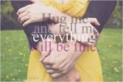 Hug me and tell me everything will be fine Picture Quote #1