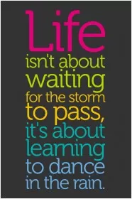 Life isn't about waiting for the storm to pass. It's about learning to dance in the rain Picture Quote #3
