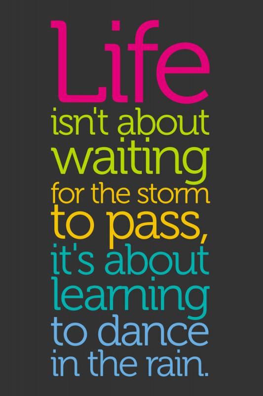 Life isn't about waiting for the storm to pass. It's about learning to dance in the rain Picture Quote #1