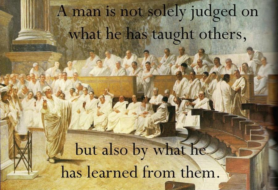A man is not solely judged on what he has taught others, but also by what he has learned from them Picture Quote #1
