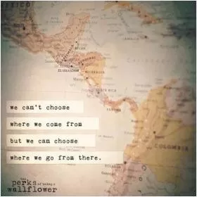 We can't choose where we come from, but we can choose where we go from there Picture Quote #1