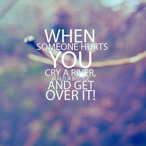 When somebone hurts you cry a river build a bridge and get over it Picture Quote #1