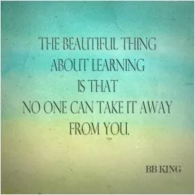 The beautiful thing about learning is that nobody can take it away from you Picture Quote #1