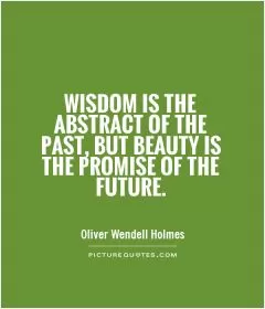 Wisdom is the abstract of the past, but beauty is the promise of the future Picture Quote #1