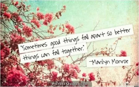 Sometimes good things fall apart so better things can fall together Picture Quote #1
