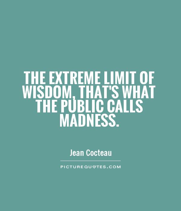 The extreme limit of wisdom, that's what the public calls madness Picture Quote #1