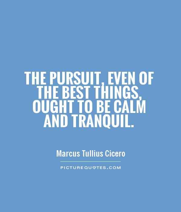 The pursuit, even of the best things, ought to be calm and tranquil Picture Quote #1