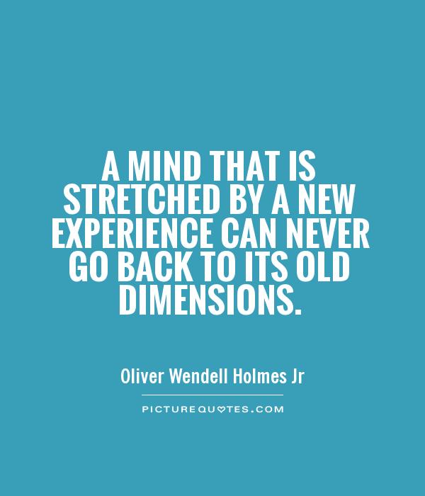 A mind that is stretched by a new experience can never go back to its old dimensions Picture Quote #1
