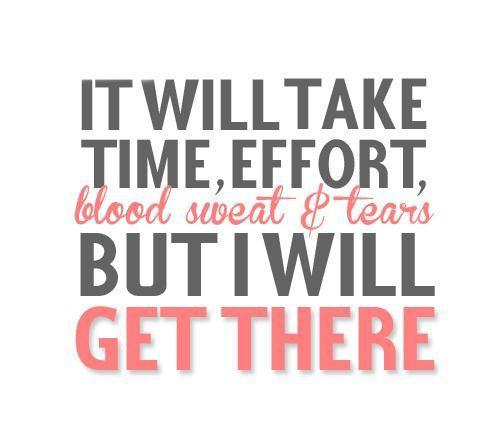 It will take time, effort, blood, sweat and tears. But i will get there Picture Quote #1