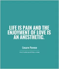Life is pain and the enjoyment of love is an anesthetic Picture Quote #1