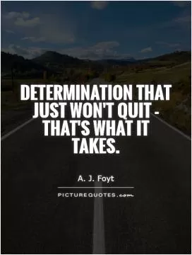 Determination that just won't quit - that's what it takes Picture Quote #1
