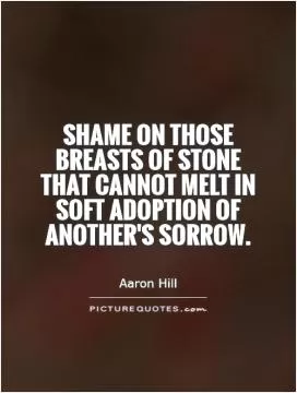 Shame on those breasts of stone that cannot melt in soft adoption of another's sorrow Picture Quote #1