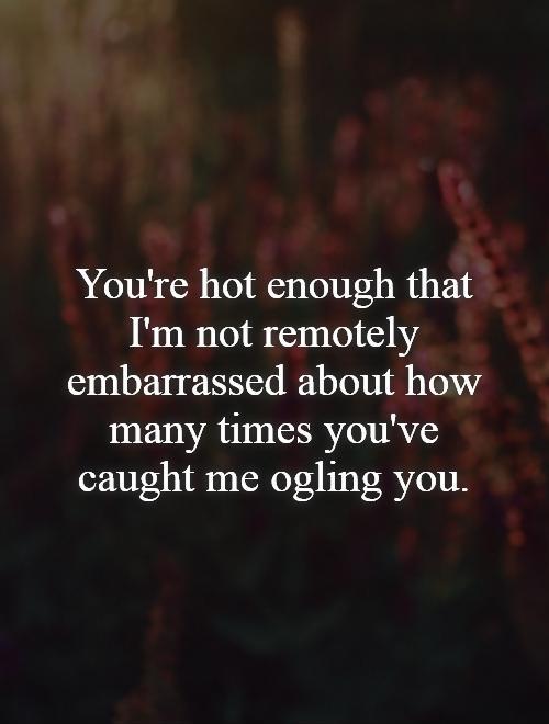 You're hot enough that I'm not remotely embarrassed about how many times you've caught me ogling you Picture Quote #1
