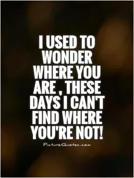 I used to wonder where you are, these days I can't find where you're not! Picture Quote #1