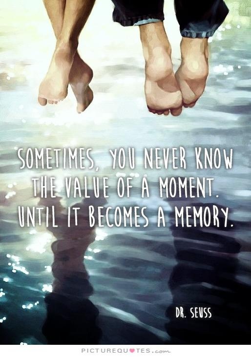 Sometimes you will never know the value of a moment until it becomes a memory Picture Quote #2
