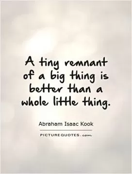 A tiny remnant of a big thing is better than a whole little thing Picture Quote #1