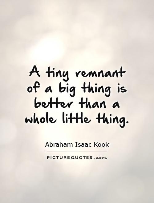 A tiny remnant of a big thing is better than a whole little thing Picture Quote #1