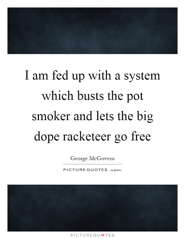 I am fed up with a system which busts the pot smoker and lets the big dope racketeer go free Picture Quote #1