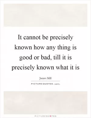 It cannot be precisely known how any thing is good or bad, till it is precisely known what it is Picture Quote #1