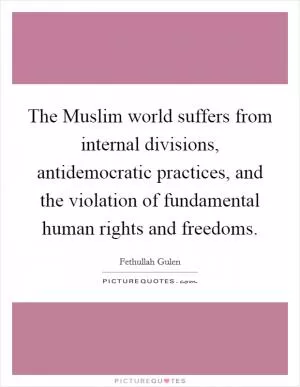 The Muslim world suffers from internal divisions, antidemocratic practices, and the violation of fundamental human rights and freedoms Picture Quote #1