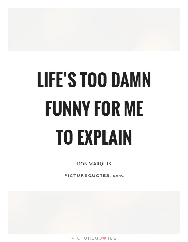 Life's too damn funny for me to explain Picture Quote #1