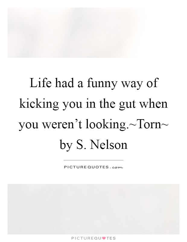 Life had a funny way of kicking you in the gut when you weren't looking.~Torn~ by S. Nelson Picture Quote #1