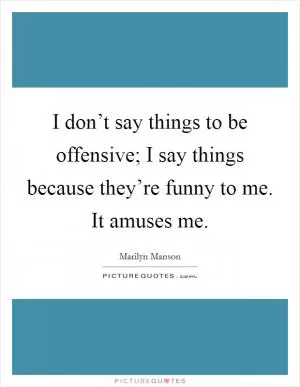 I don’t say things to be offensive; I say things because they’re funny to me. It amuses me Picture Quote #1