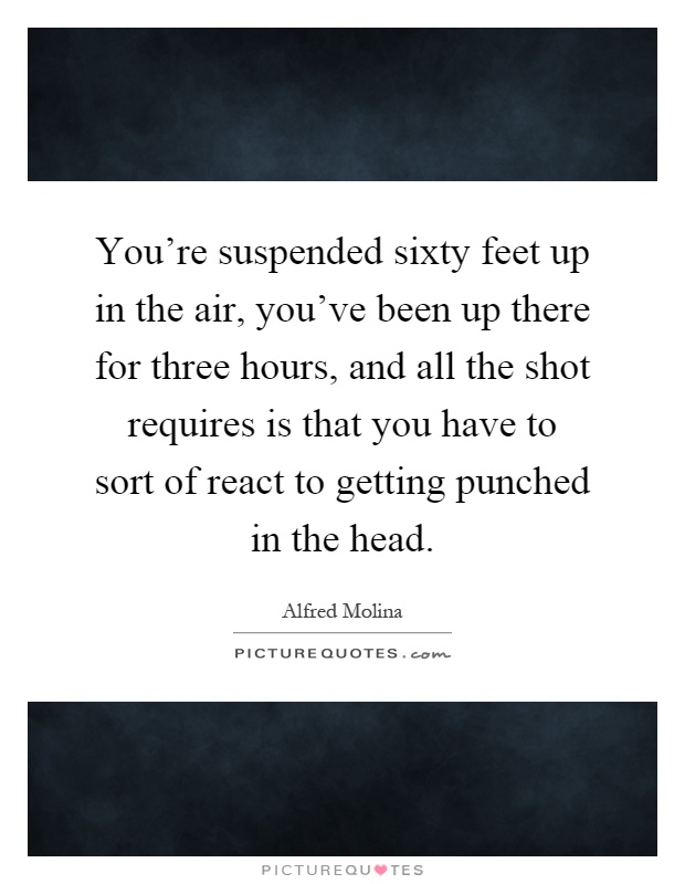 You're suspended sixty feet up in the air, you've been up there for three hours, and all the shot requires is that you have to sort of react to getting punched in the head Picture Quote #1