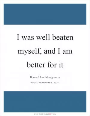 I was well beaten myself, and I am better for it Picture Quote #1