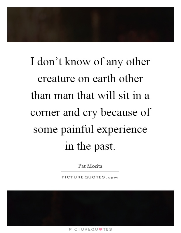 I don't know of any other creature on earth other than man that will sit in a corner and cry because of some painful experience in the past Picture Quote #1