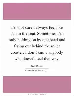 I’m not sure I always feel like I’m in the seat. Sometimes I’m only holding on by one hand and flying out behind the roller coaster. I don’t know anybody who doesn’t feel that way Picture Quote #1