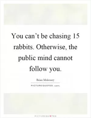 You can’t be chasing 15 rabbits. Otherwise, the public mind cannot follow you Picture Quote #1