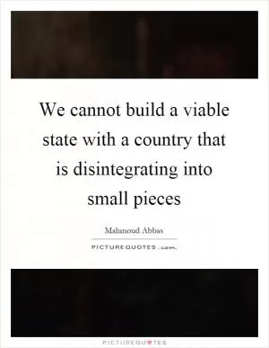 We cannot build a viable state with a country that is disintegrating into small pieces Picture Quote #1