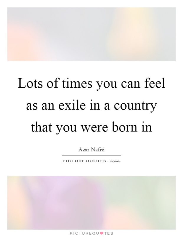 Lots of times you can feel as an exile in a country that you were born in Picture Quote #1