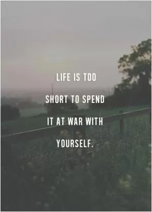 Life is too short to spend it at war with yourself Picture Quote #1