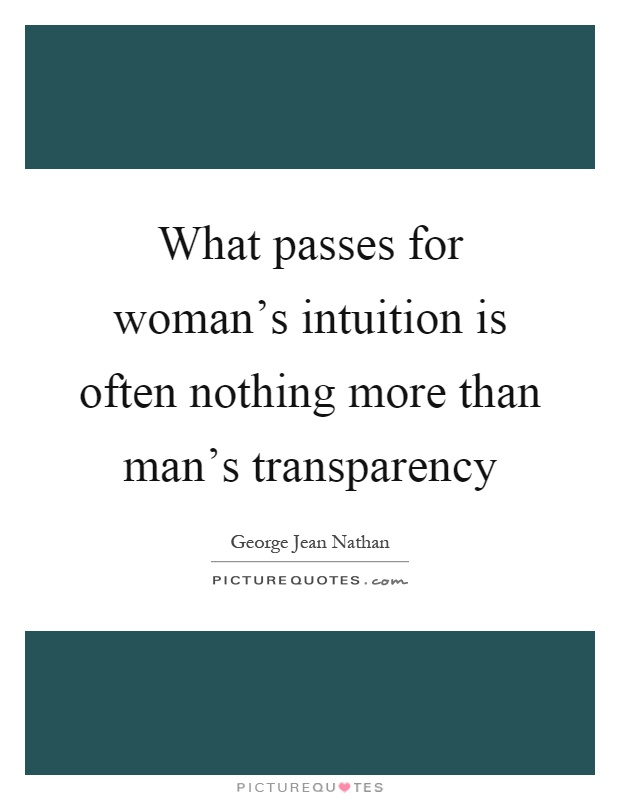 What passes for woman's intuition is often nothing more than man's transparency Picture Quote #1